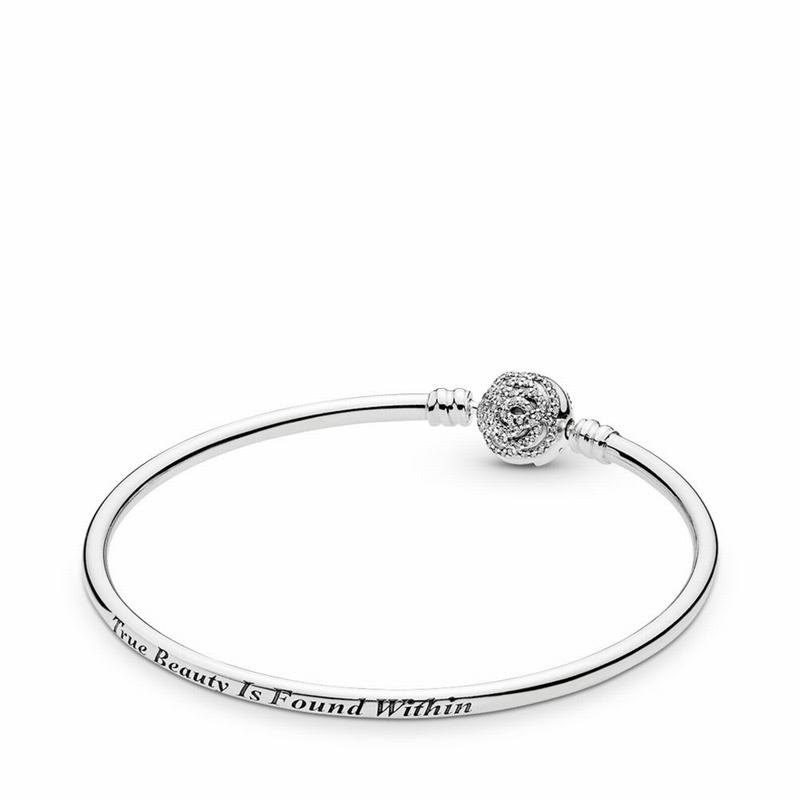 Pandora Disney, Beauty & The Beast Bangle Bracelet Ireland - Sterling Silver/Cubic Zirconia - 249385